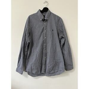 Ralph Lauren Check Shirt Button Up Gingham Plaid Navy Blue Size Large Long Slv‎
